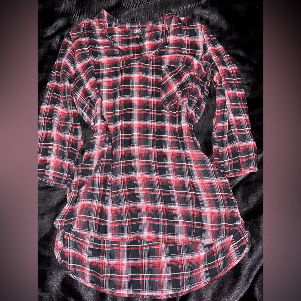 Bobeau Red and Black Plaid Shirt